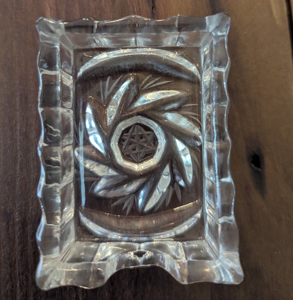Vintage 1960s Rectangular Crystal Ashtray, Clear Armchair‎ Ashtray